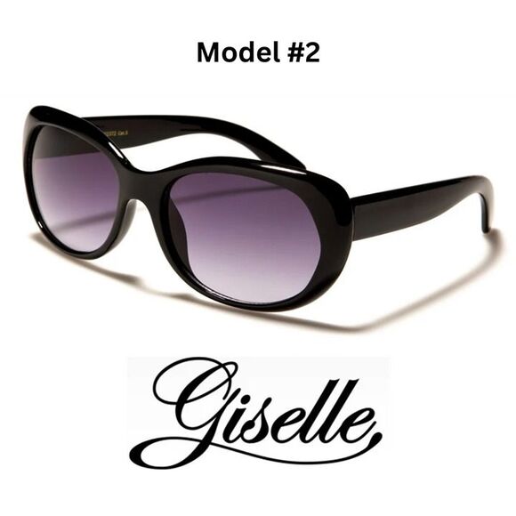 Giselle Oval Women's Black Frame/Purple Lens Sunglasses GSL22372 - Picture 1 of 1